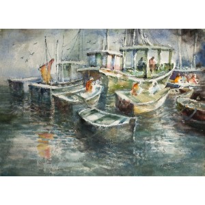 Abdul Hayee, 22 x 30 inch, Watercolor on Paper, Seascape Painting, AC-AHY-052